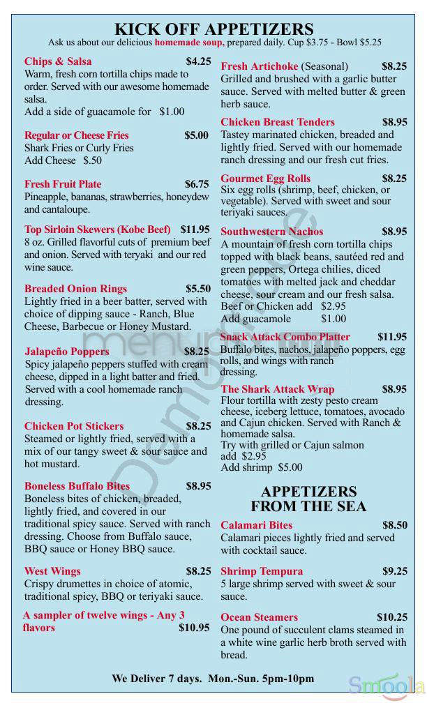 Shark's Cove - Manhattan Beach, CA menu_pic