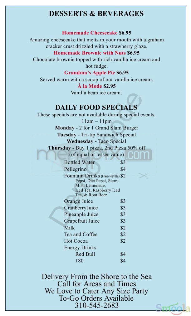 Shark's Cove - Manhattan Beach, CA menu_pic
