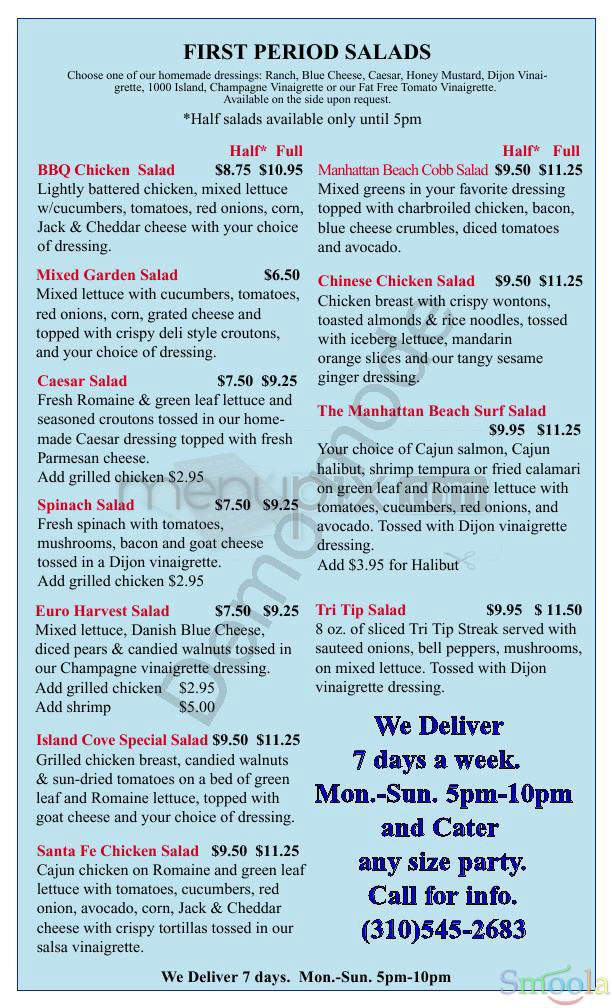 Shark's Cove - Manhattan Beach, CA menu_pic