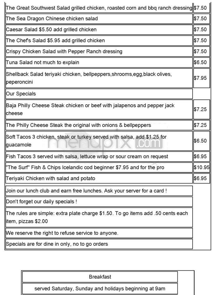 Shellback Tavern - Manhattan Beach, CA menu_pic
