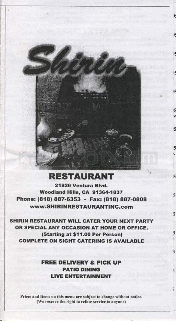 Shirin - Woodland Hills, CA menu_pic