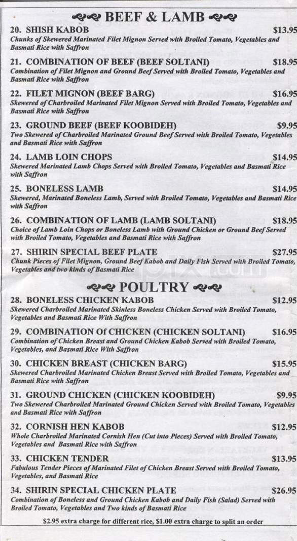Shirin - Woodland Hills, CA menu_pic