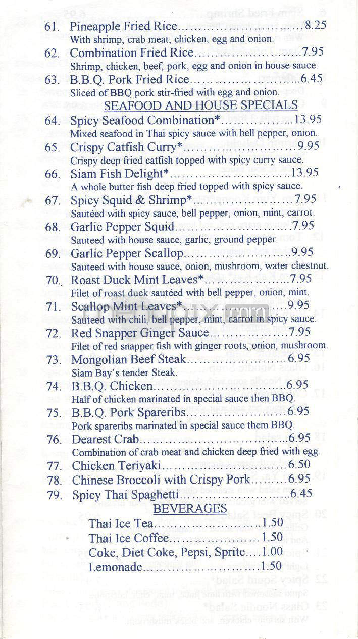 Siam Bay Thai Cuisine - El Segundo, CA menu_pic