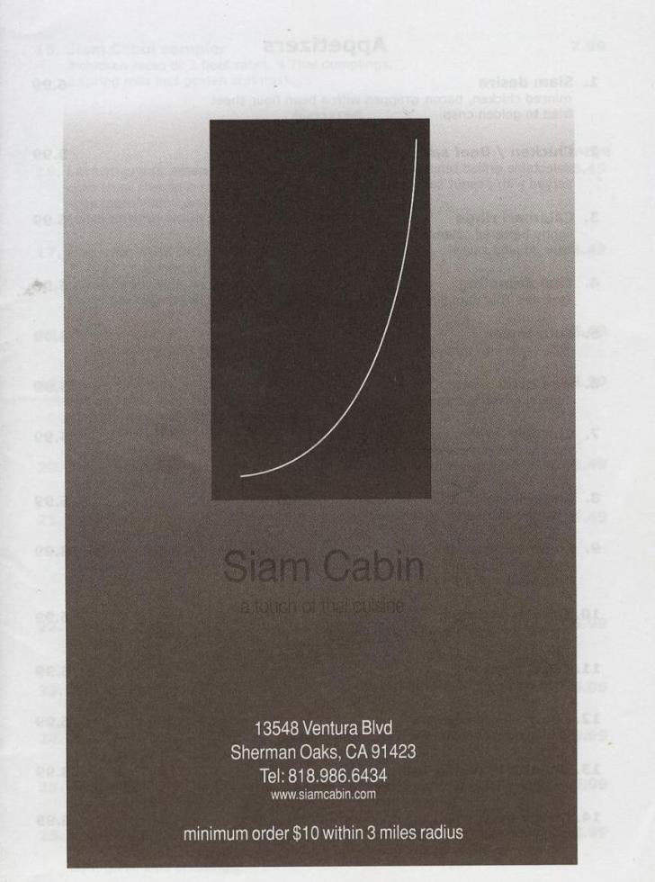Siam Cabin - Sherman Oaks, CA menu_pic