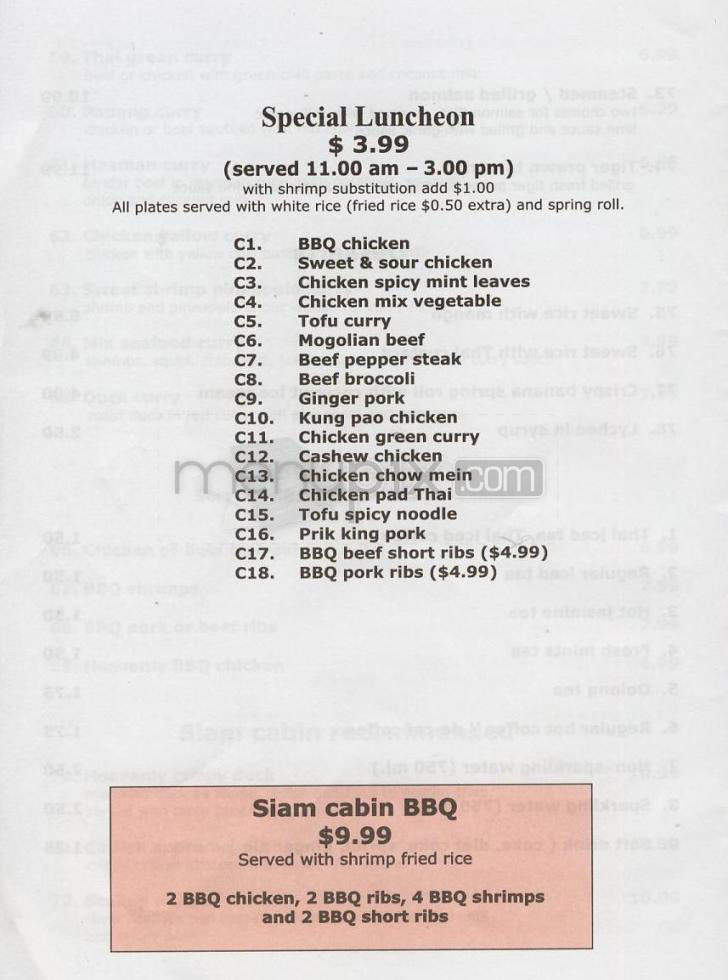 Siam Cabin - Sherman Oaks, CA menu_pic