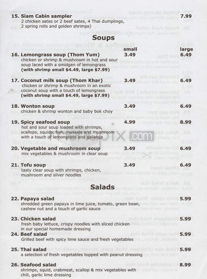 Siam Cabin - Sherman Oaks, CA menu_pic