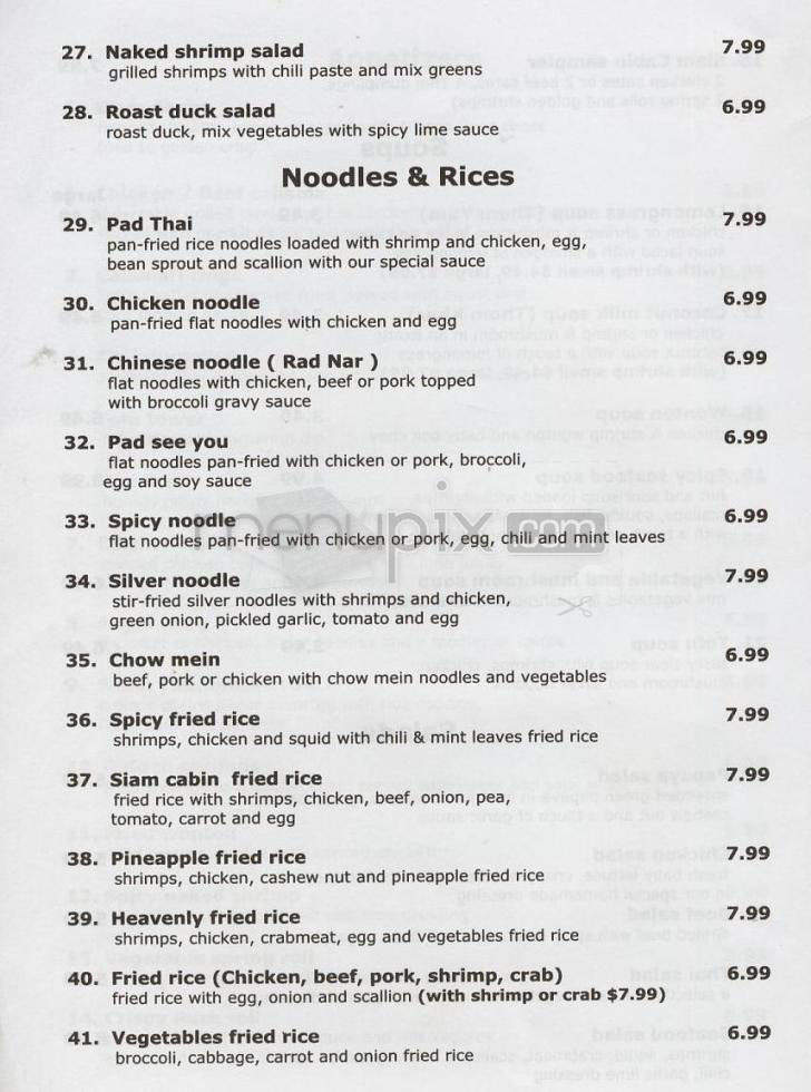 Siam Cabin - Sherman Oaks, CA menu_pic