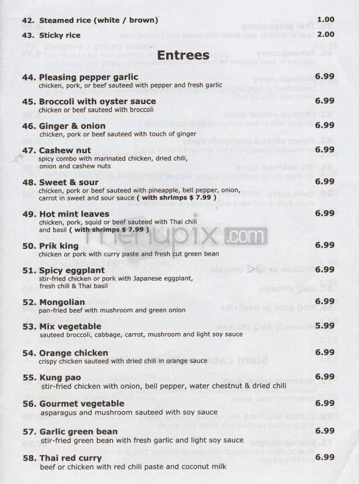Siam Cabin - Sherman Oaks, CA menu_pic