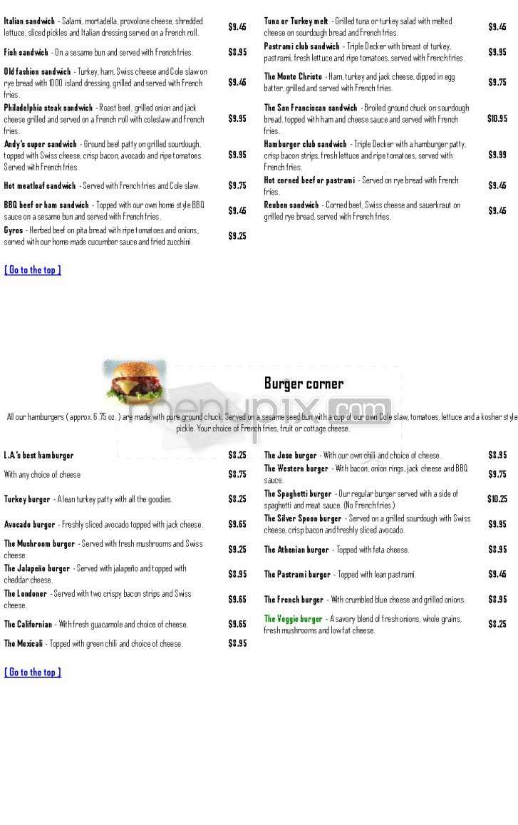 Silver Spoon - Cambridge, ON menu_pic