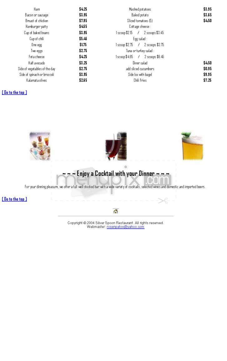Silver Spoon - Cambridge, ON menu_pic