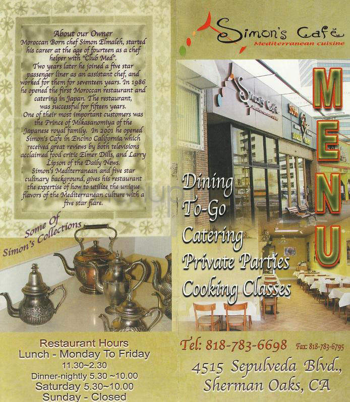 Simon's Cafe - Sherman Oaks, CA menu_pic