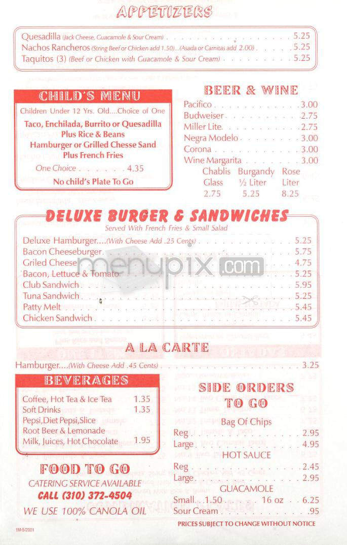 Sion's Mexican - Manhattan Beach, CA menu_pic
