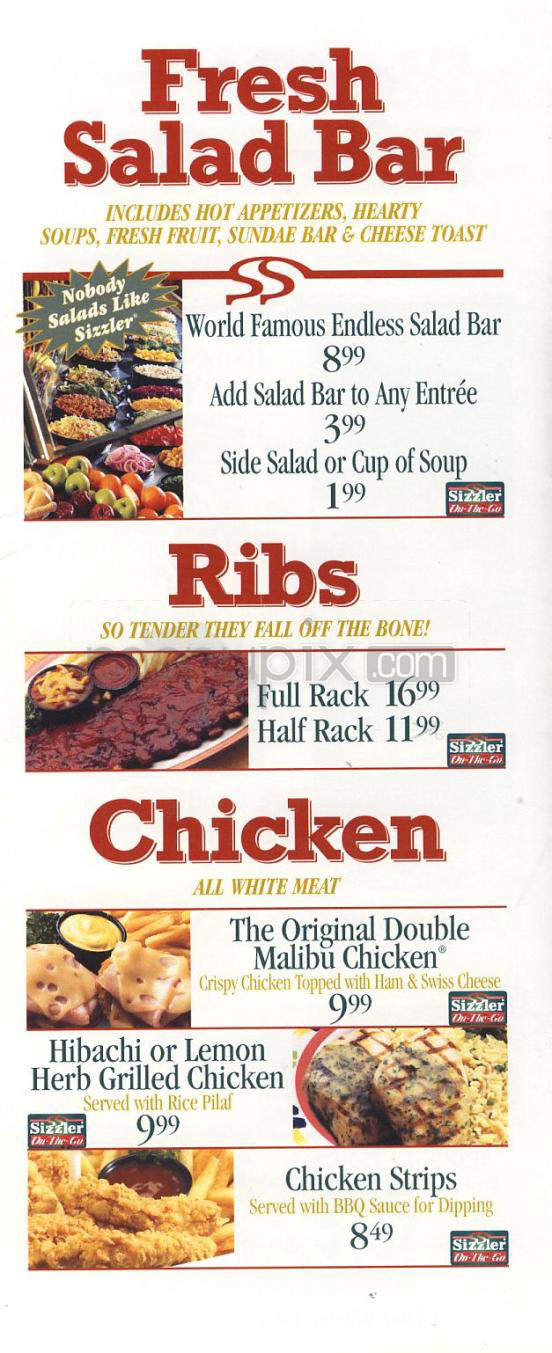 Sizzler - Los Angeles, CA menu_pic