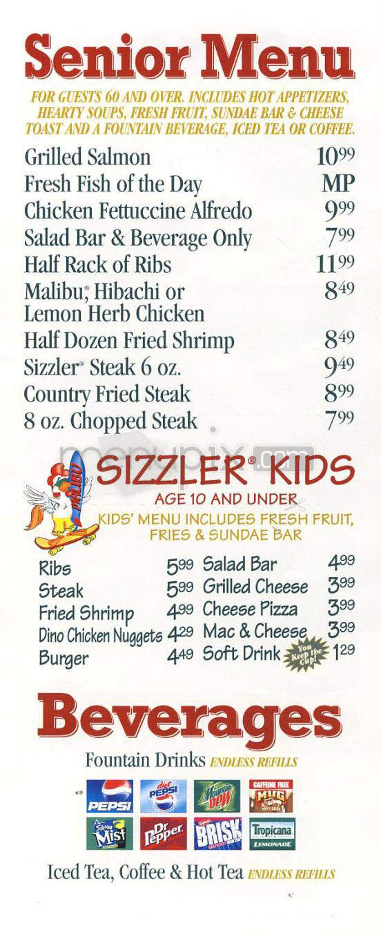 Sizzler - Los Angeles, CA menu_pic