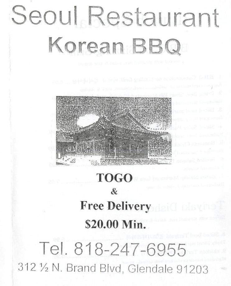 Seoul Cafe - Glendale, CA menu_pic