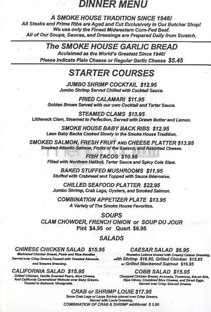 Smoke House - Burbank, CA menu_pic
