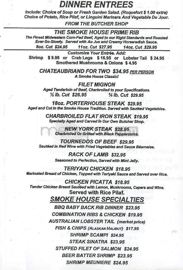 Smoke House - Burbank, CA menu_pic