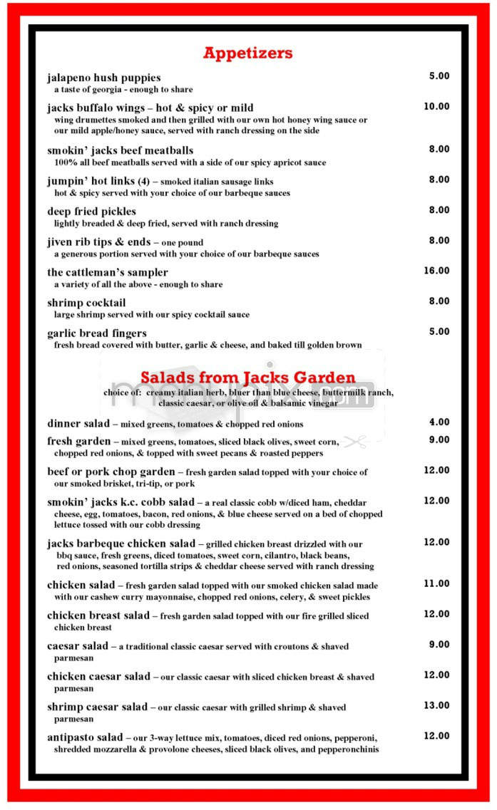 Smokin' Jack's - Burbank, CA menu_pic