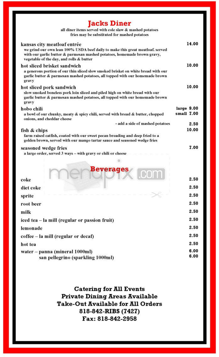 Smokin' Jack's - Burbank, CA menu_pic