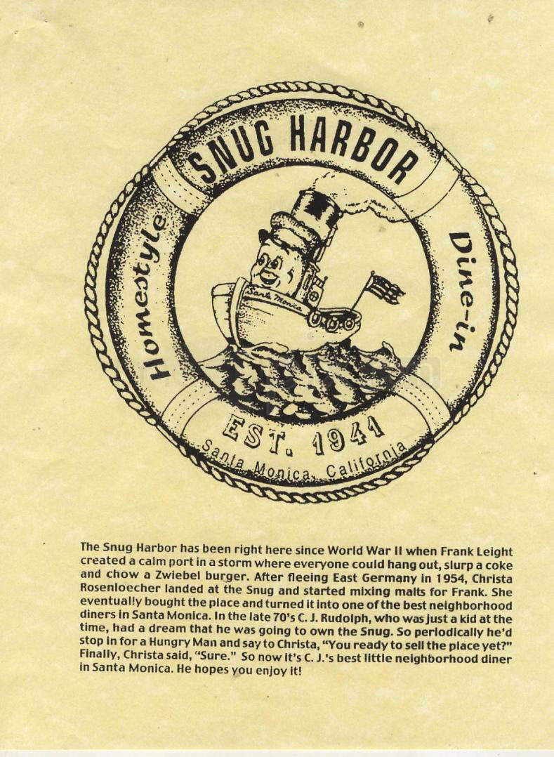 Snug Harbor - Santa Monica, CA menu_pic