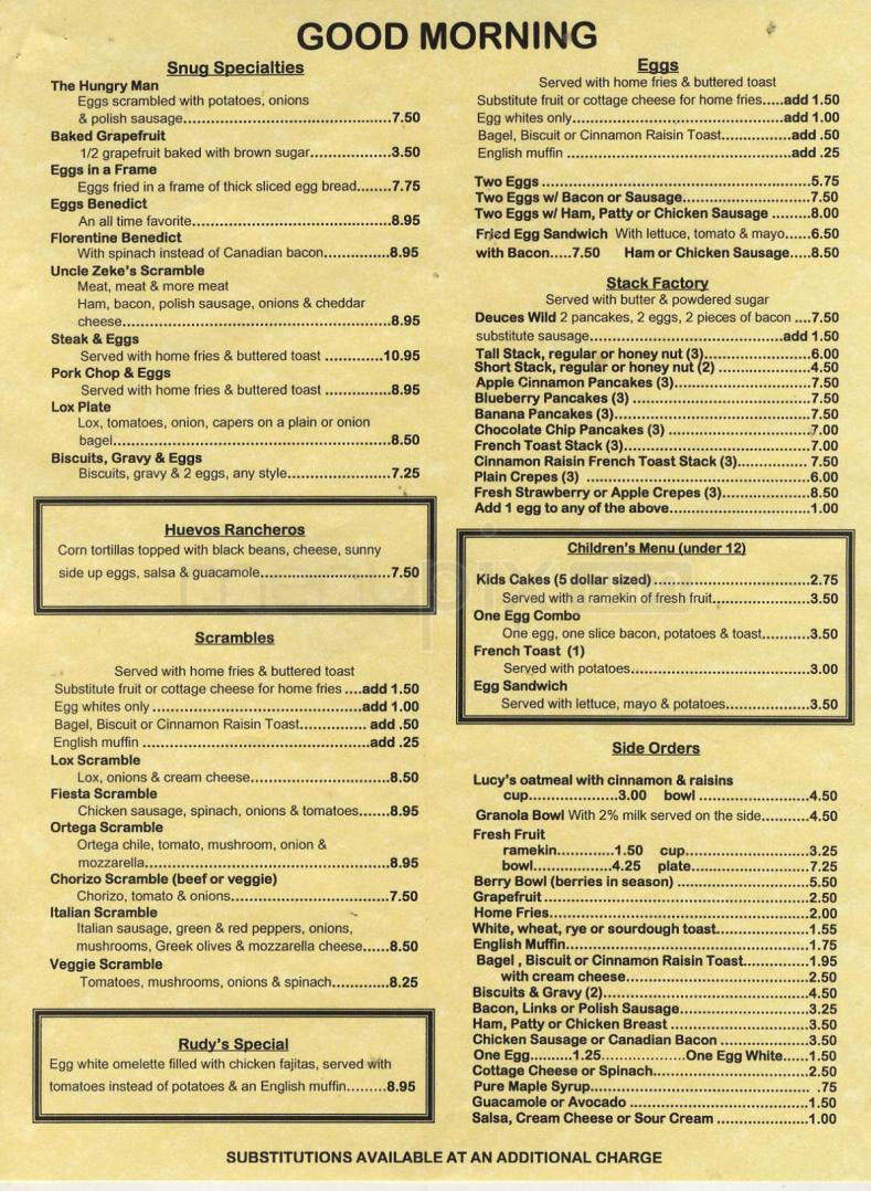 Snug Harbor - Santa Monica, CA menu_pic