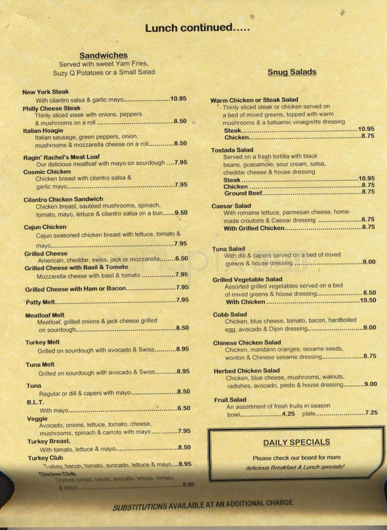 Snug Harbor - Santa Monica, CA menu_pic