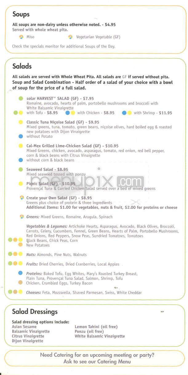 Solar Harvest - Beverly Hills, CA menu_pic