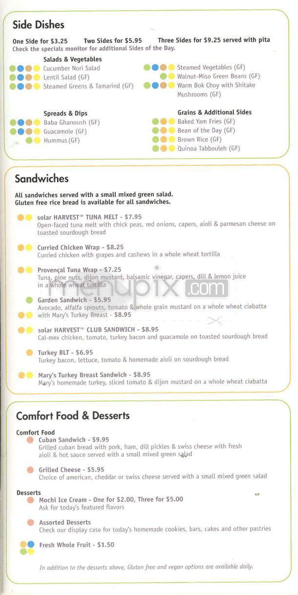 Solar Harvest - Beverly Hills, CA menu_pic
