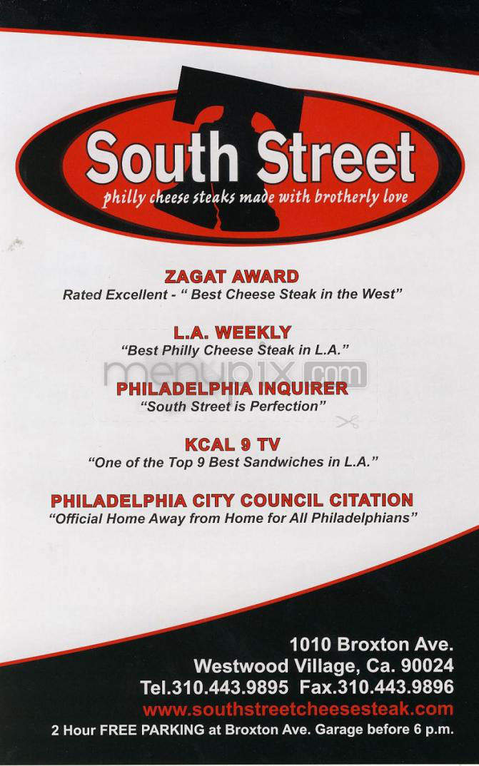 South Street Cheesesteak - Los Angeles, CA menu_pic