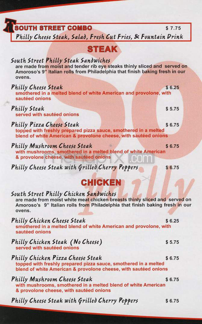 South Street Cheesesteak - Los Angeles, CA menu_pic