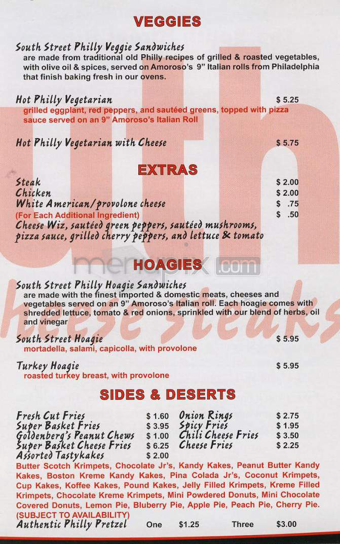 South Street Cheesesteak - Los Angeles, CA menu_pic