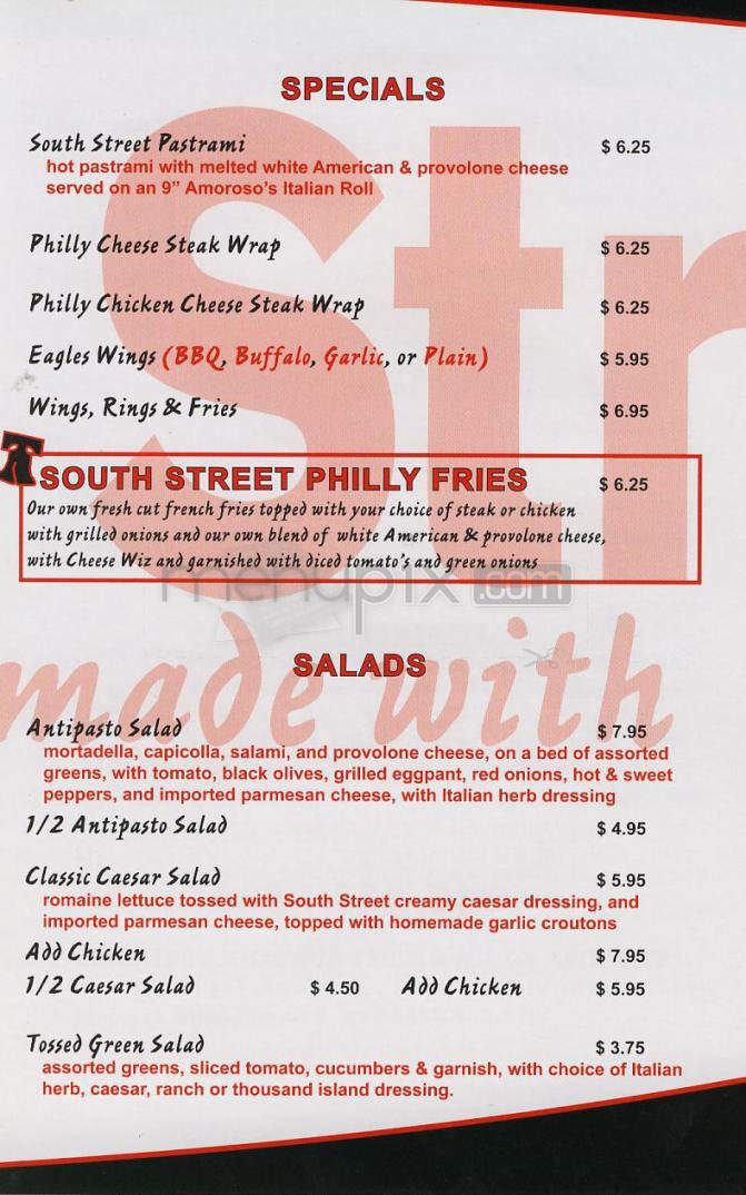 South Street Cheesesteak - Los Angeles, CA menu_pic