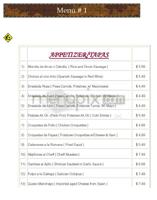 Spain - Los Angeles, CA menu_pic