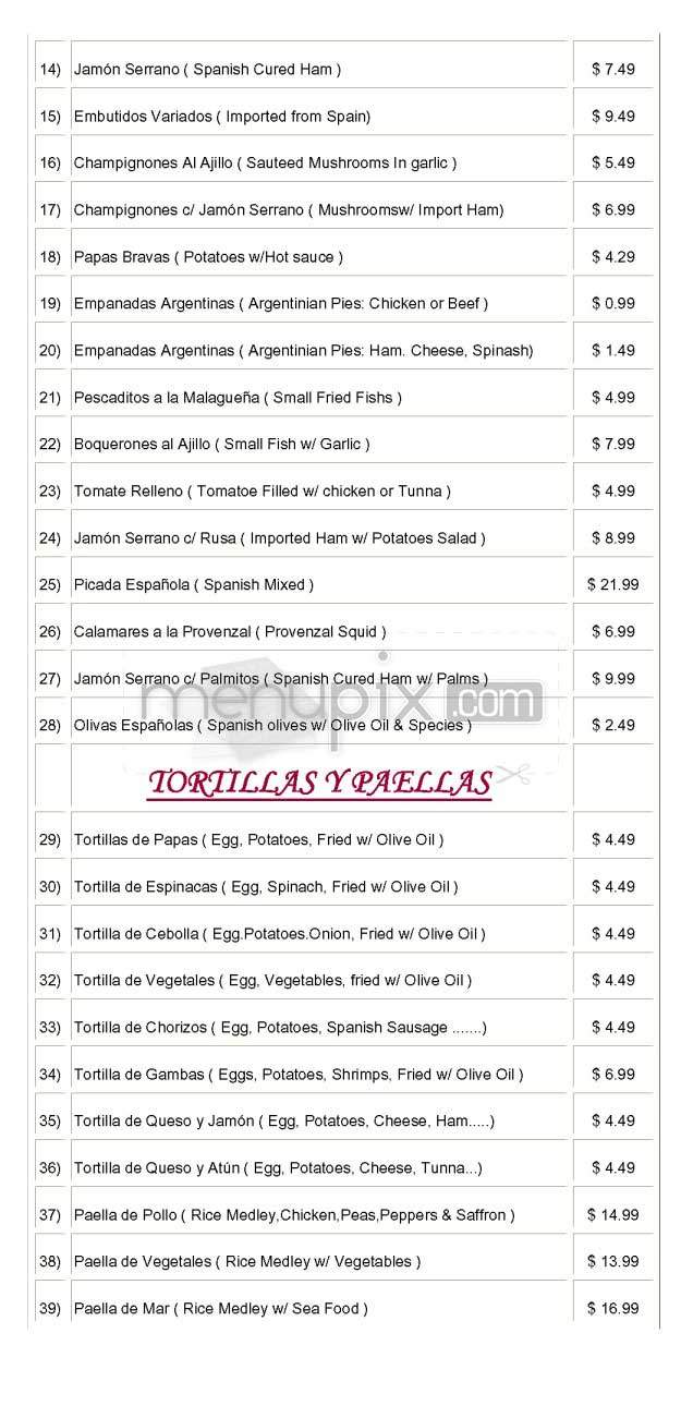 Spain - Los Angeles, CA menu_pic