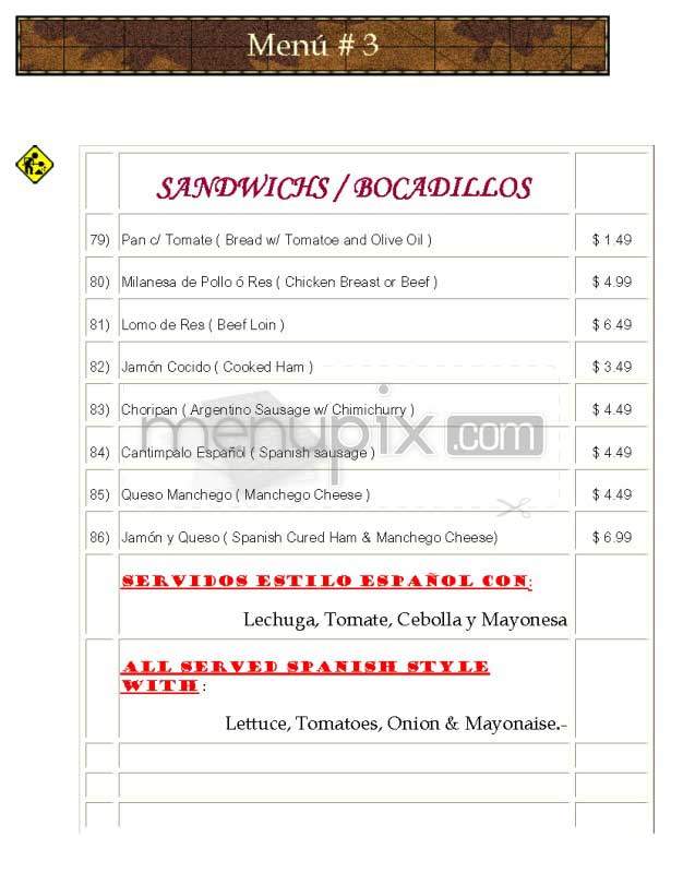 Spain - Los Angeles, CA menu_pic