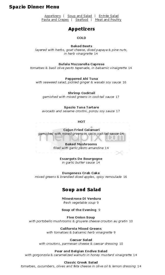 Spazio - Sherman Oaks, CA menu_pic