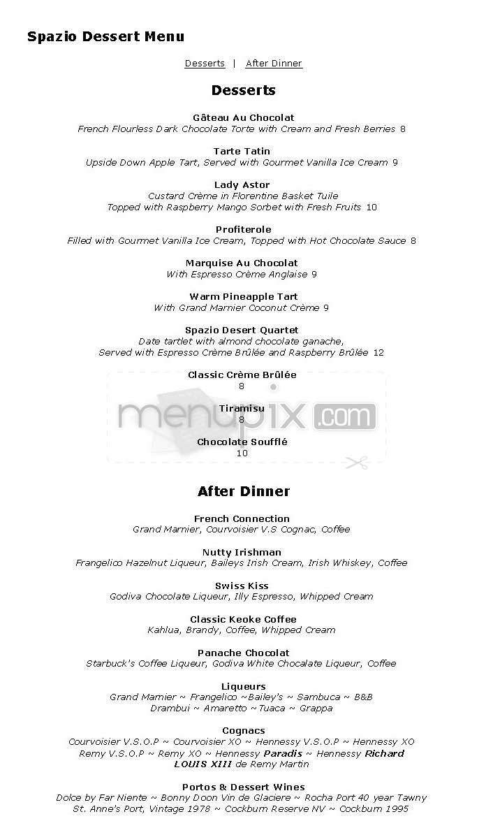 Spazio - Sherman Oaks, CA menu_pic