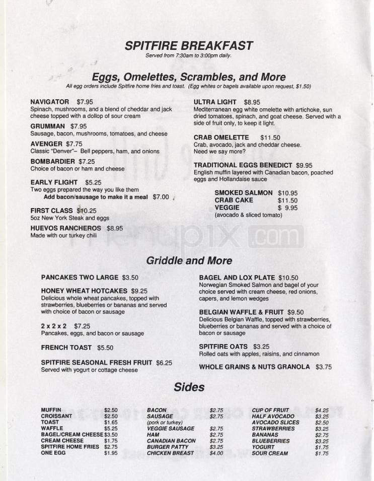 Spitfire Grill - Santa Monica, CA menu_pic