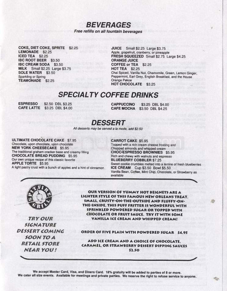 Spitfire Grill - Santa Monica, CA menu_pic