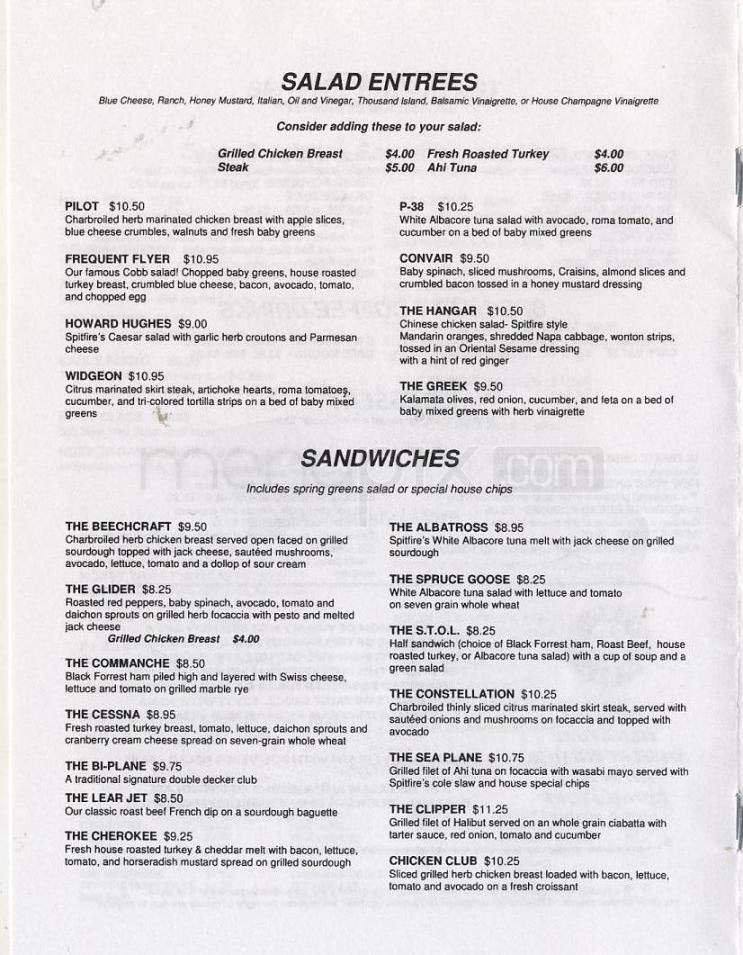 Spitfire Grill - Santa Monica, CA menu_pic