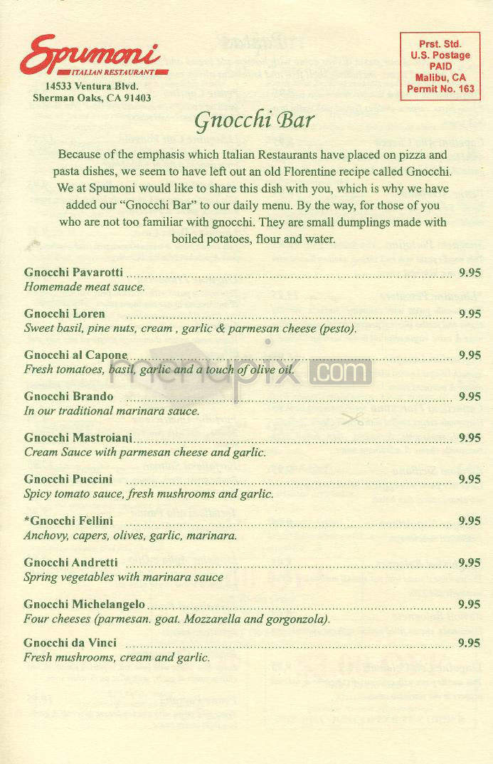 Spumoni - Sherman Oaks, CA menu_pic