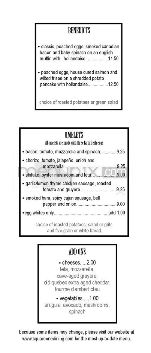 Square One Dining - Los Angeles, CA menu_pic