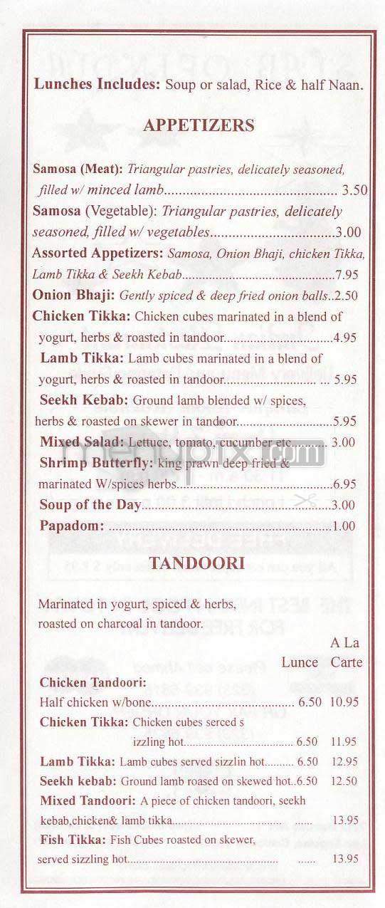 Star Of India - West Hollywood, CA menu_pic