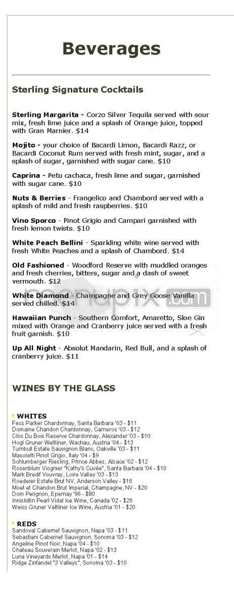 Sterling Steakhouse - Los Angeles, CA menu_pic