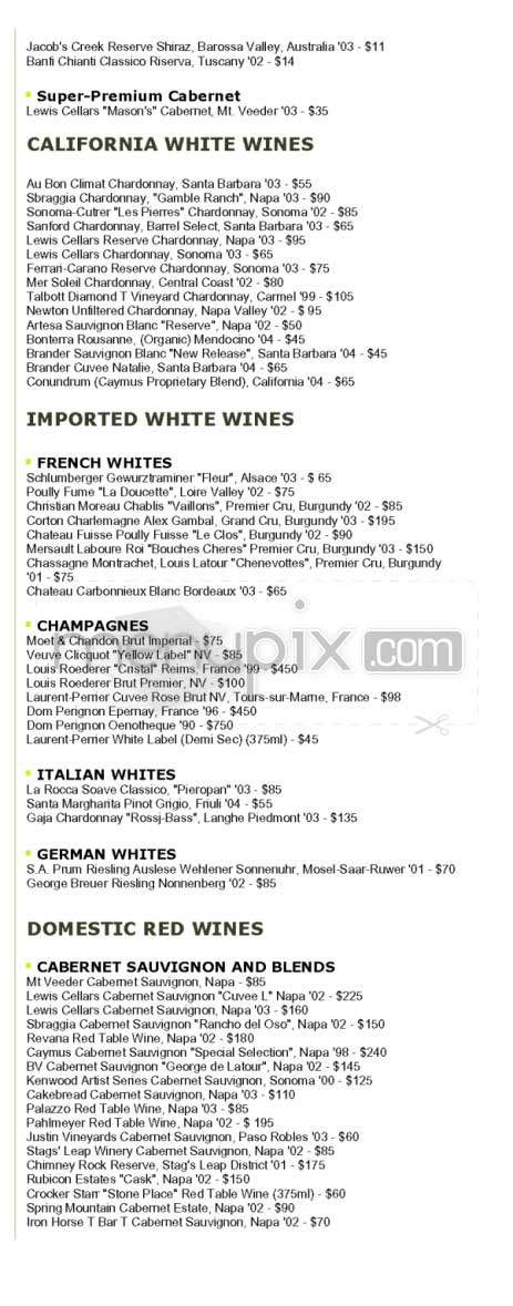 Sterling Steakhouse - Los Angeles, CA menu_pic