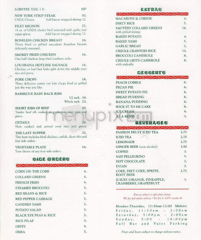 Stevie's Creole Cafe & Bar - Encino, CA menu_pic