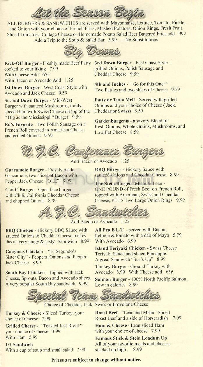 Stick & Stein Eatery - El Segundo, CA menu_pic