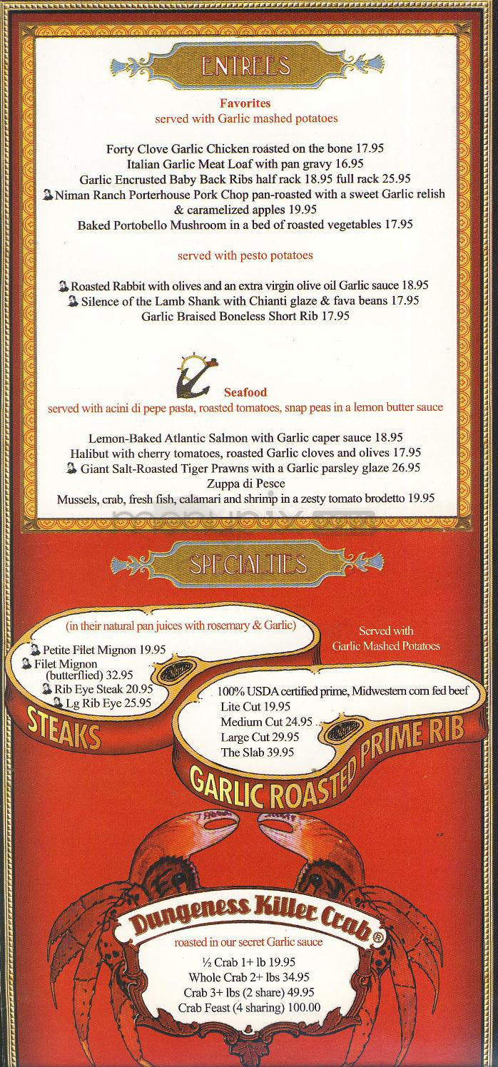 Stinking Rose - Beverly Hills, CA menu_pic
