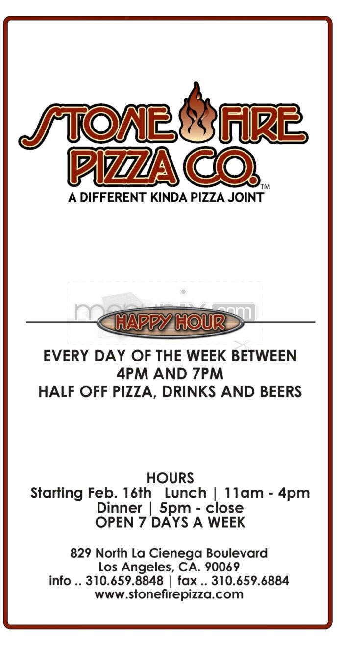 Stone Fire Pizza Co. - West Hollywood, CA menu_pic