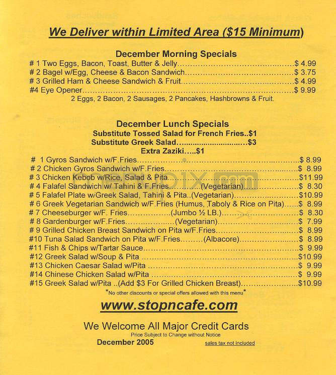 Stop'n Cafe Greek Cuisine - Santa Monica, CA menu_pic